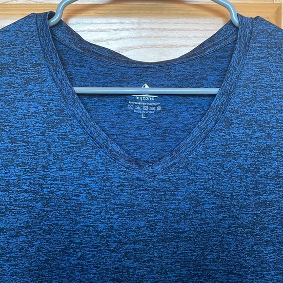 Dark/Navy Blue Athletic Moisture-Wicking Large Heather V Neck Shirt by Icy Zone - Picture 2 of 3